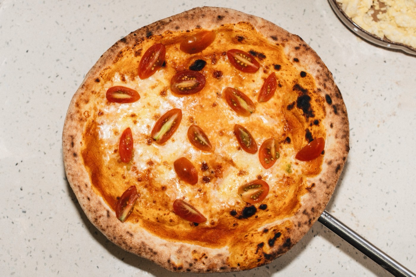 Holy Crust sourdough pizza shot from above