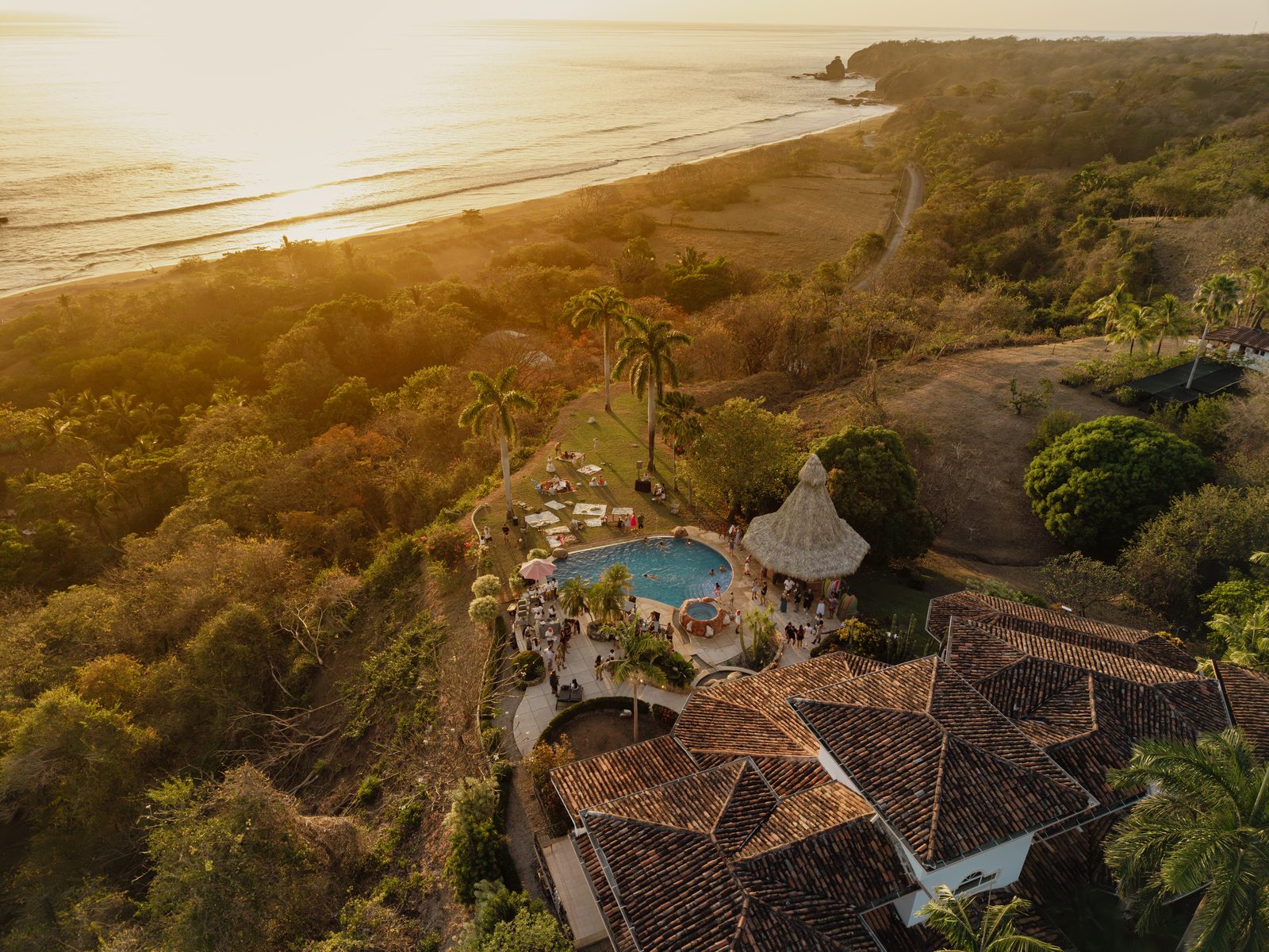 The Guanacaste coast at sunset from the venue