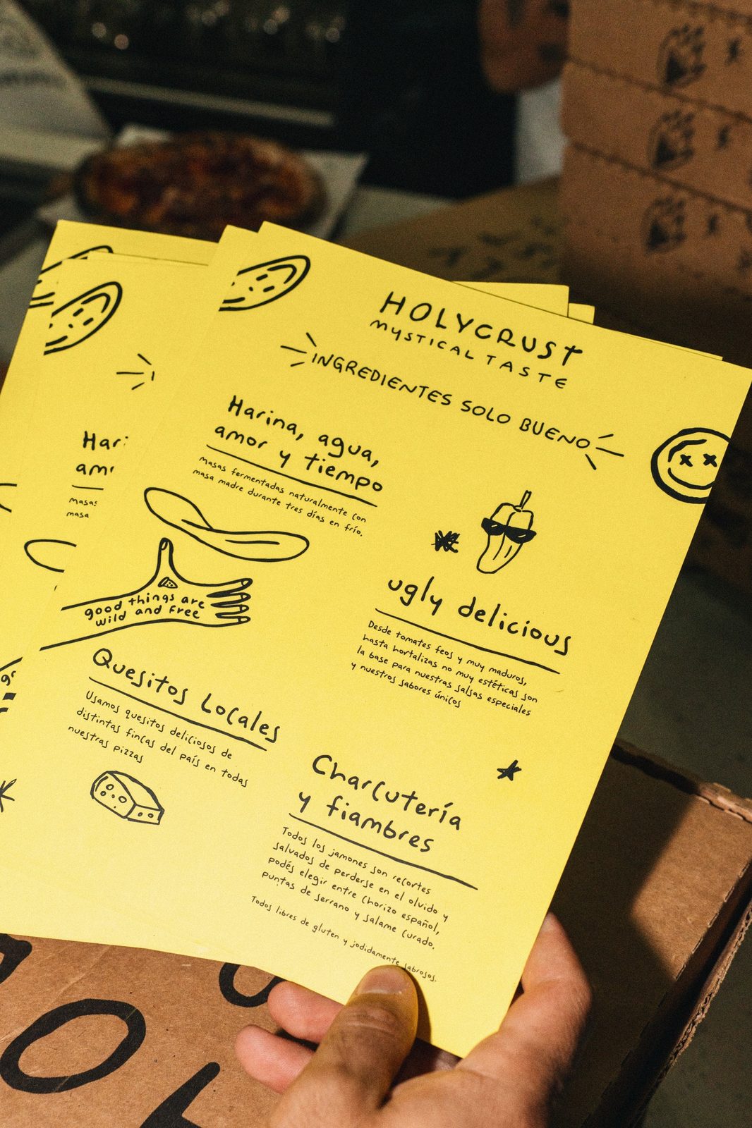 The Holy Crust printed menu card